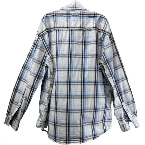 Marc Ecko Cut & Sew Men 2XL Blue Gray Western Plaid Long Sleeve Button Shirt - Picture 9 of 9